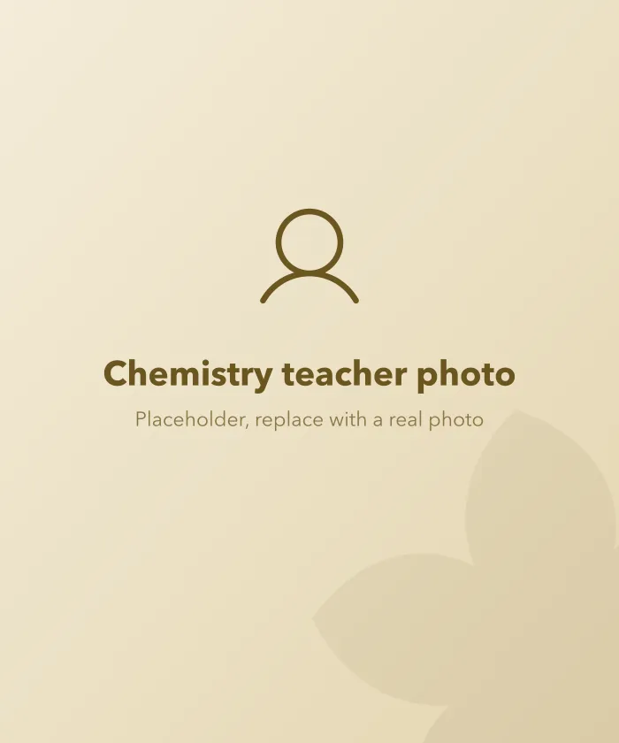 Placeholder for a photo of the chemistry teacher